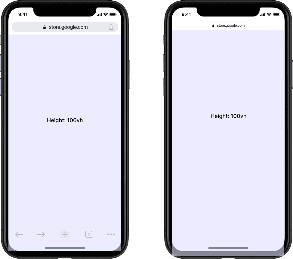 100vh in a mobile